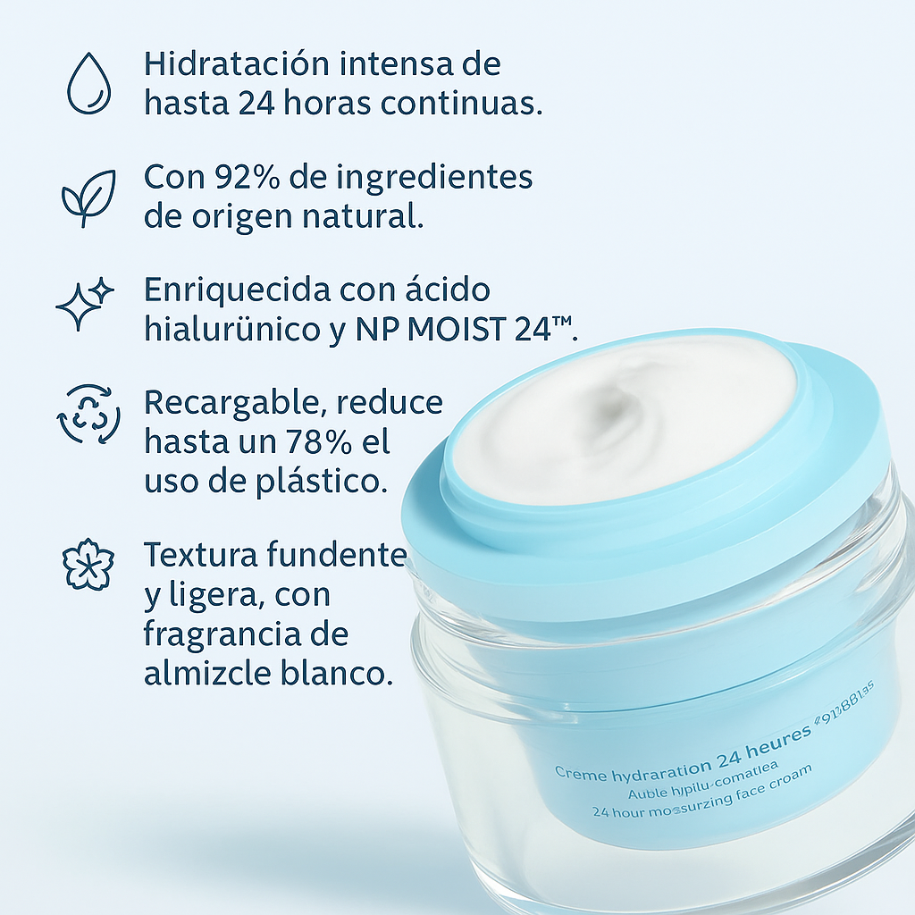 Recarga crema hidratación 24 horas BEAUTY EXPERT FACE – ácido hialurónico