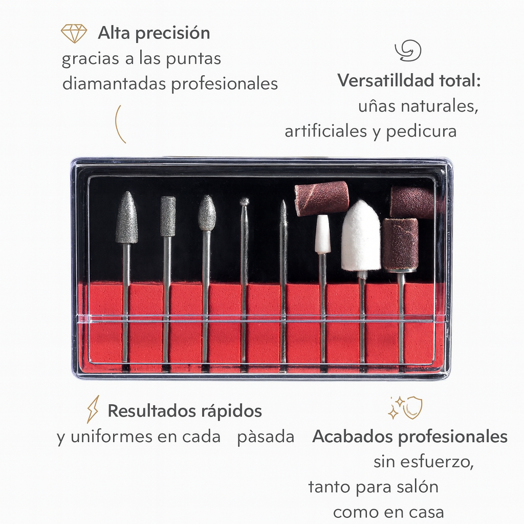 Kit 8 conteras Diamond para pulidora - Preparación de la uña