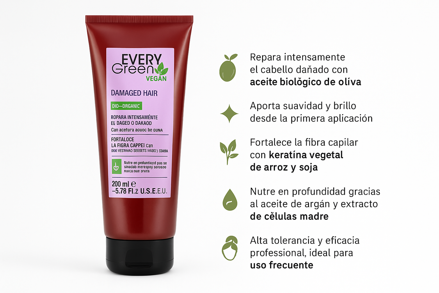 Mascarilla regeneradora - cabellos dañados - Every Green - Bello Cabello