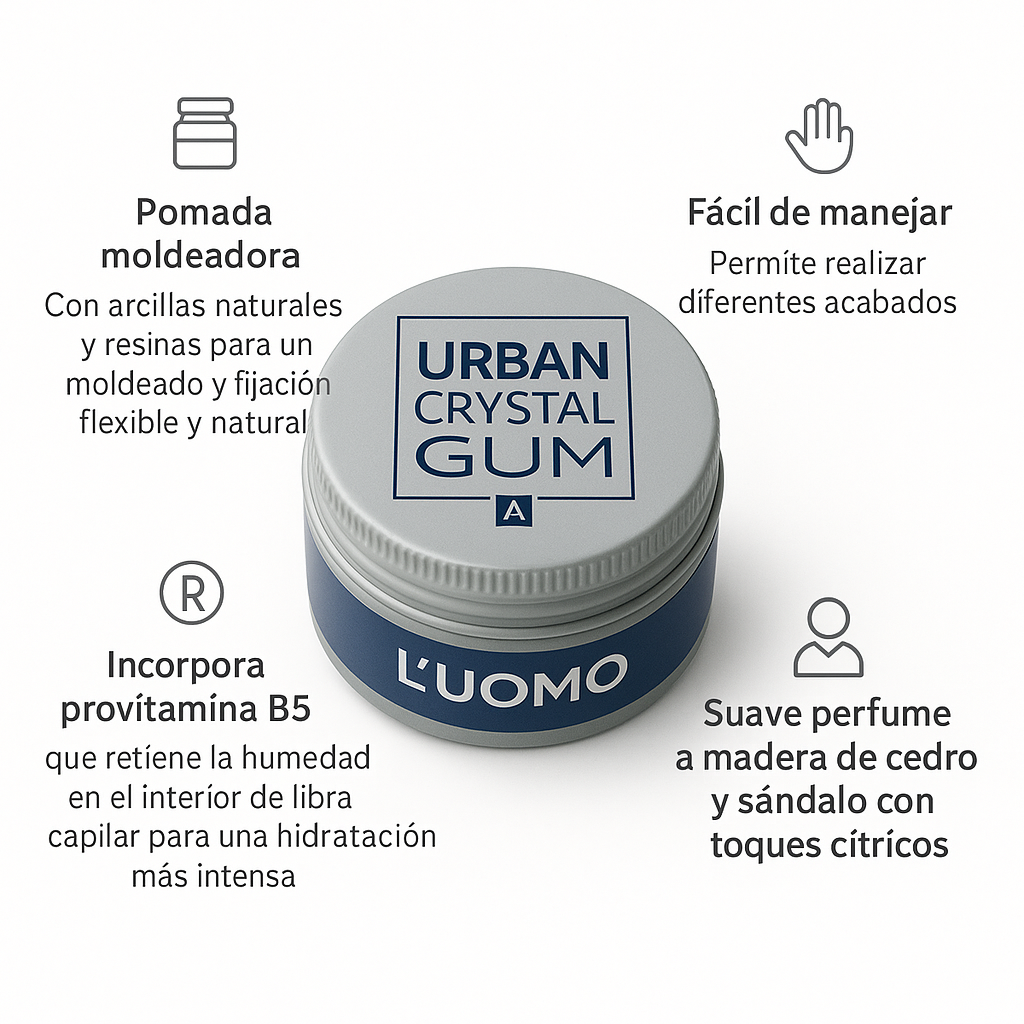 Pomada moldeadora L’Uomo Urban Crystal Gum - Bello Cabello