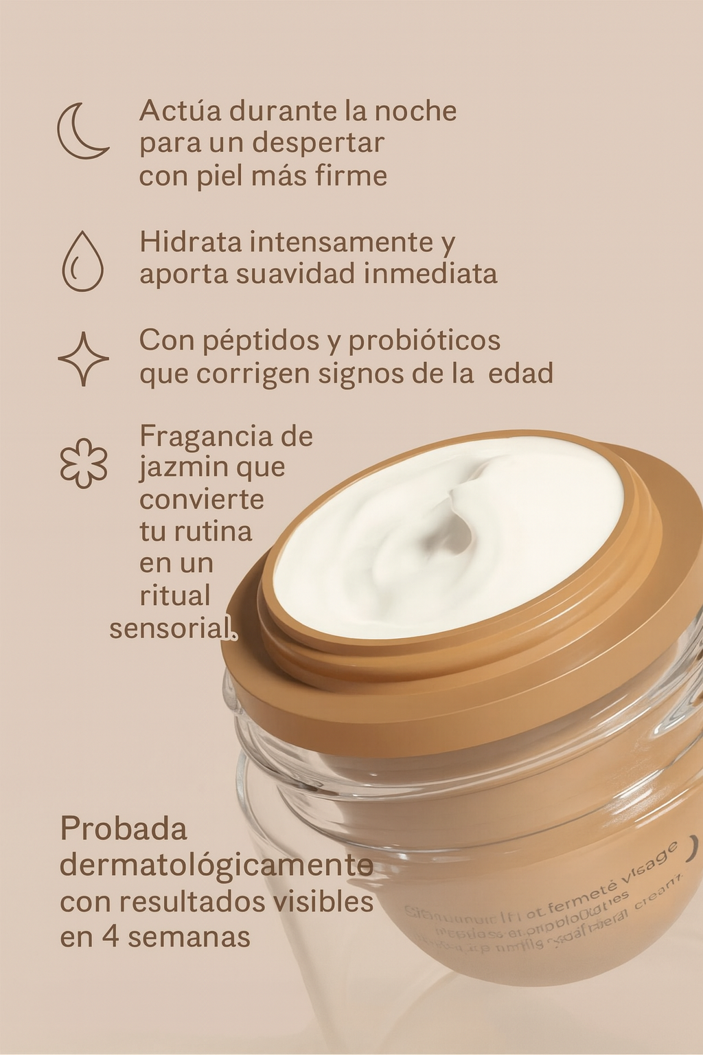 Recarga crema noche lift y firmeza del rostro BEAUTY EXPERT FACE - péptidos y probióticos