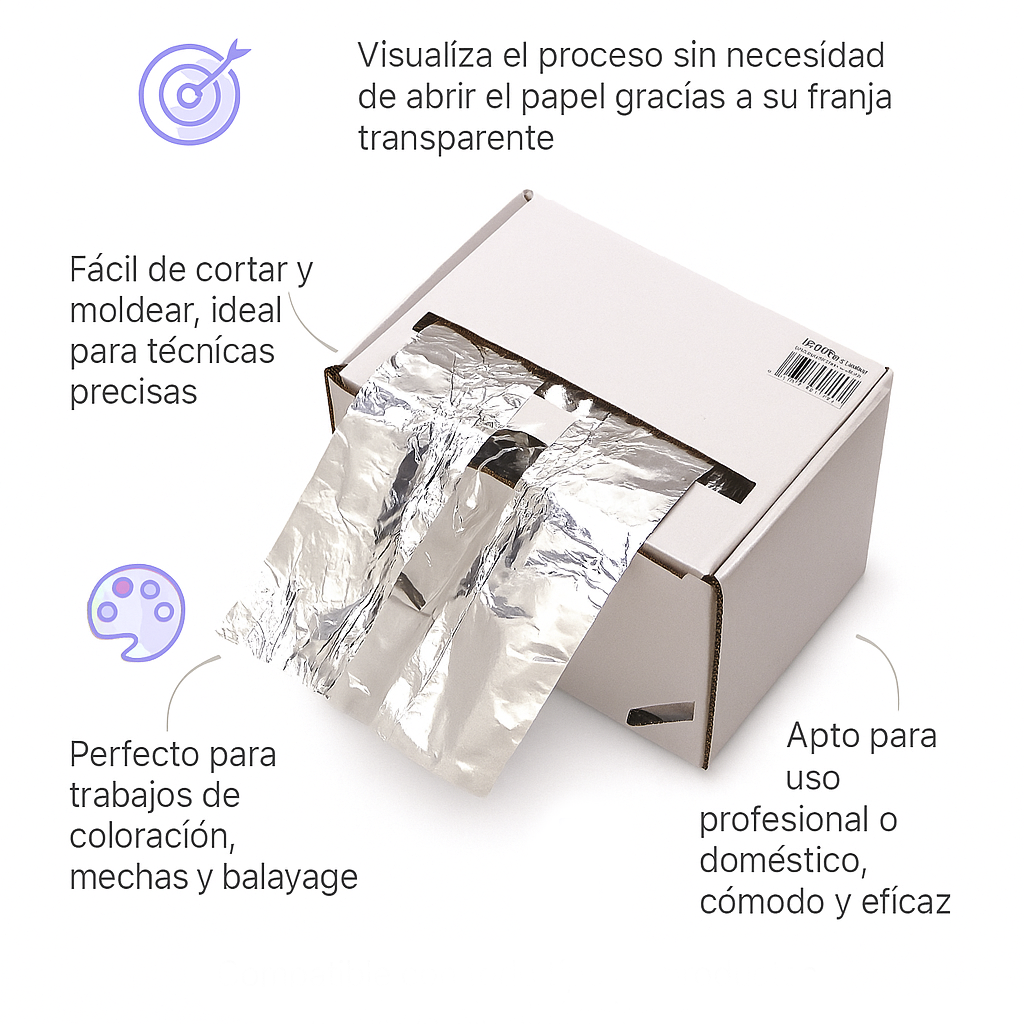 Rollo papel aluminio con franja transparente