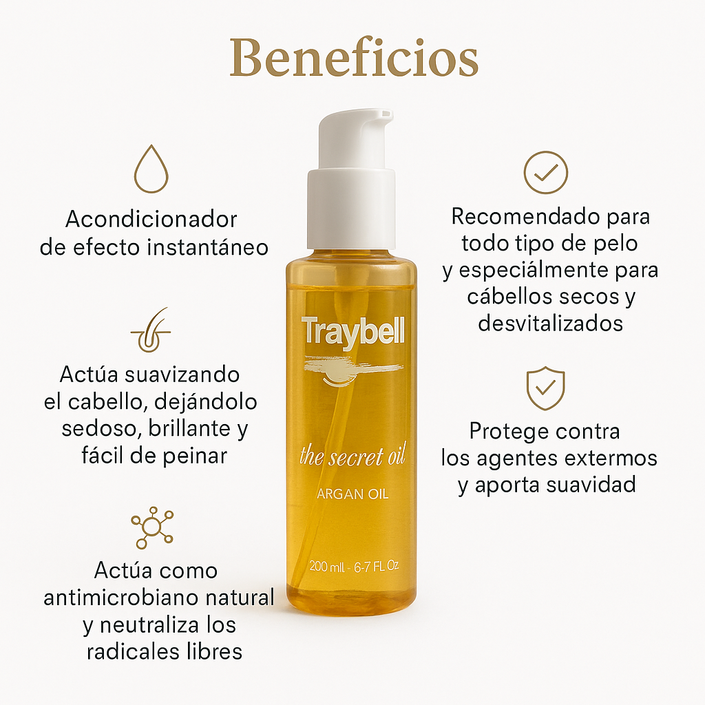 Traybell The Secret Oil con Aceite de Argán - Bello Cabello