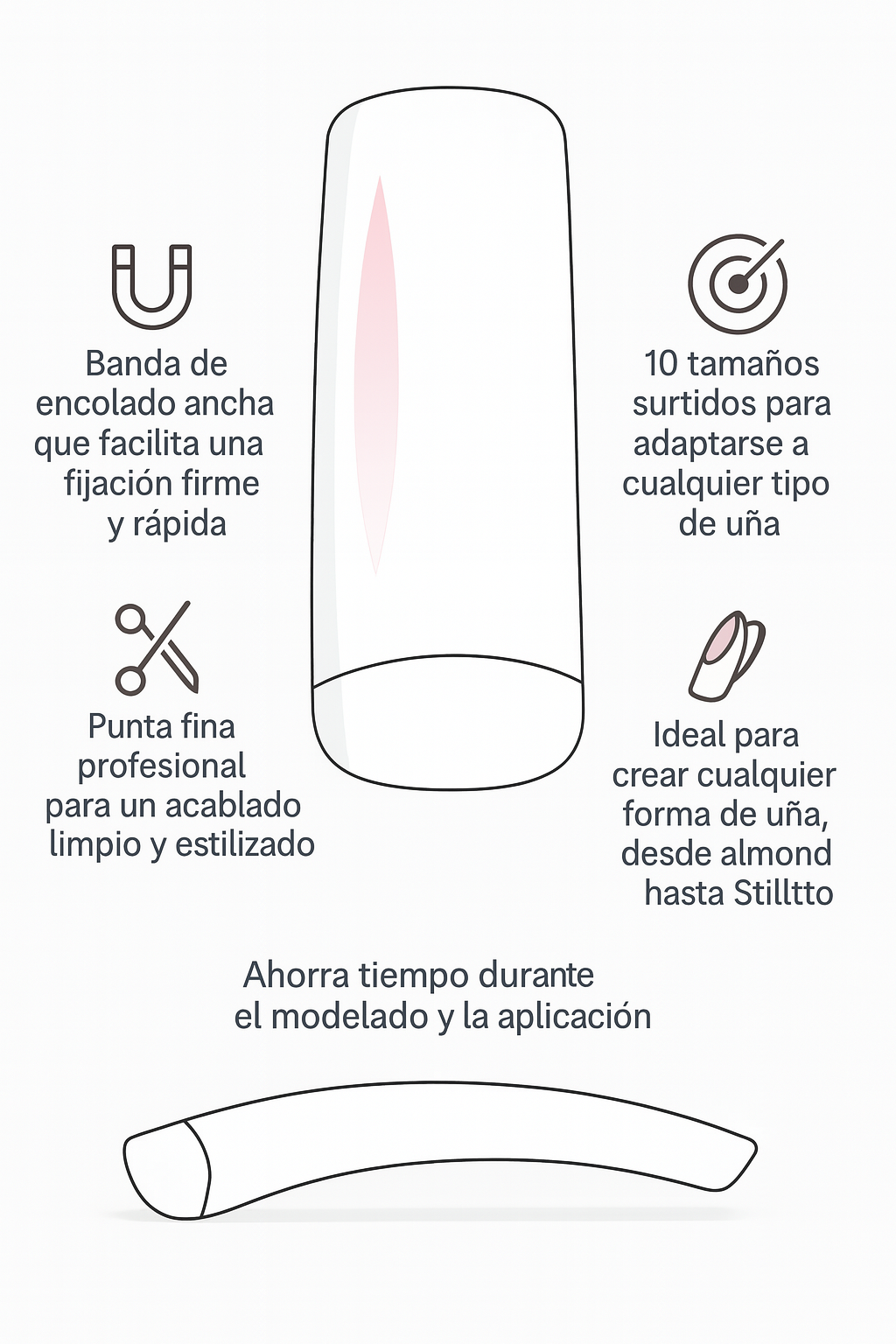 Cápsulas profesionales universales Punta fina x 100 - Bello Cabello