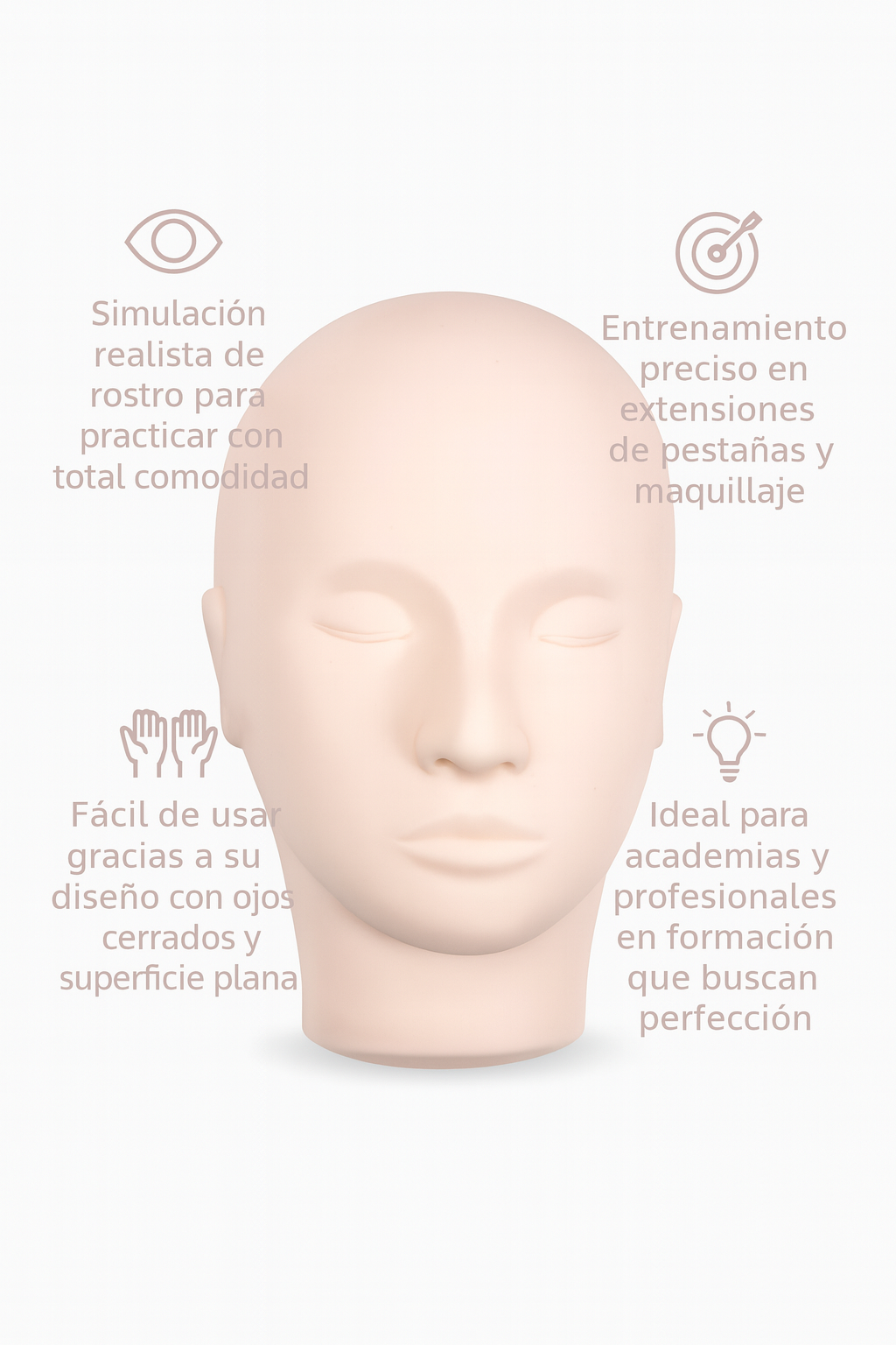 Cabeza de prácticas para extensiones de pestañas