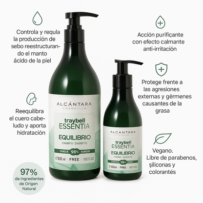 Traybell Essentia Equilibrio champú tratamiento grasa - Bello Cabello