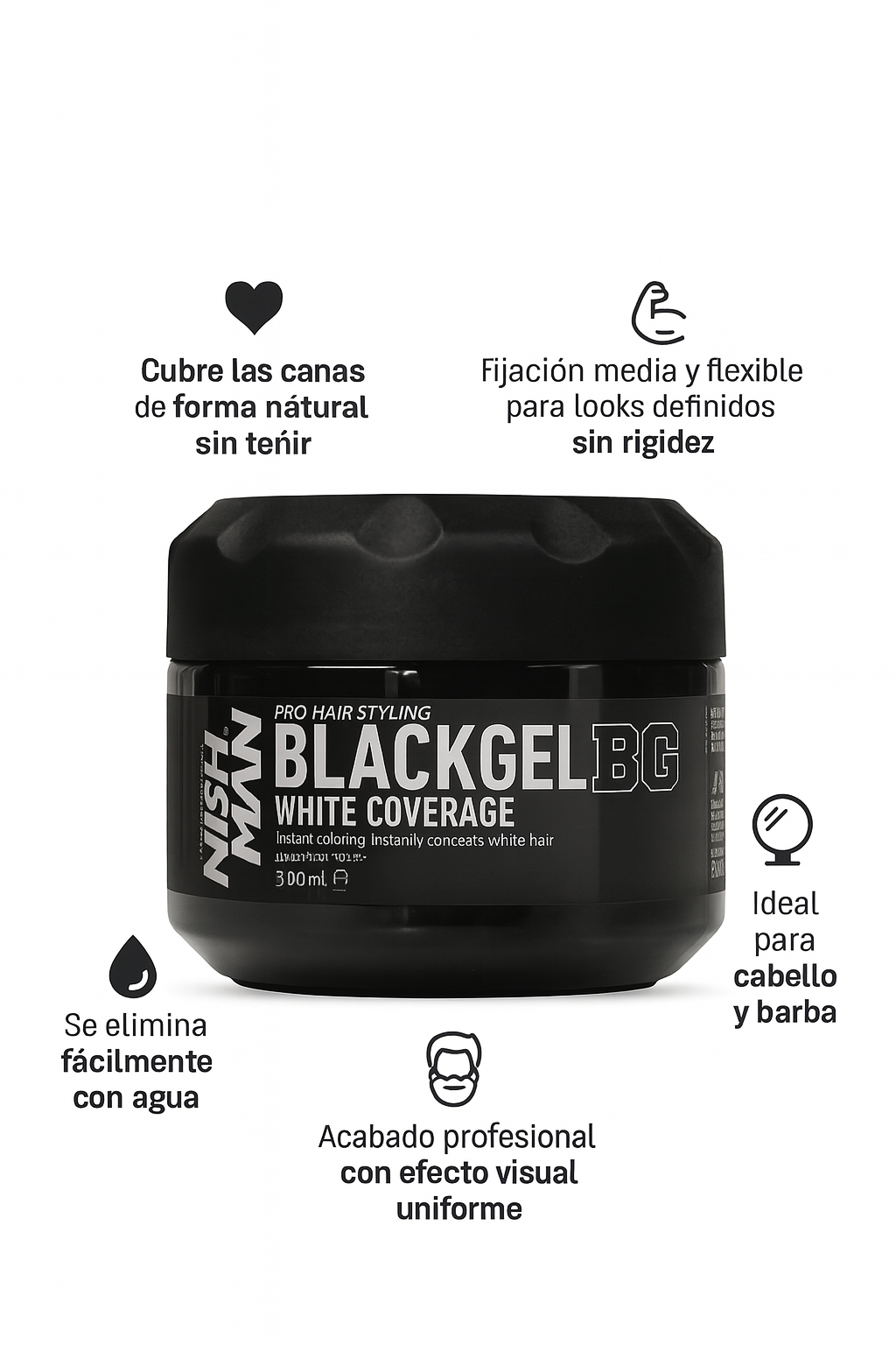 Black Gel White Coverage - Bello Cabello