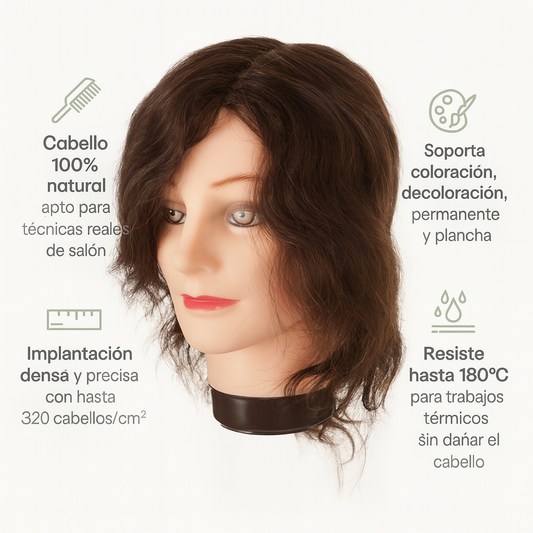 Cabeza Maniqui Pelo Natural - Bello Cabello