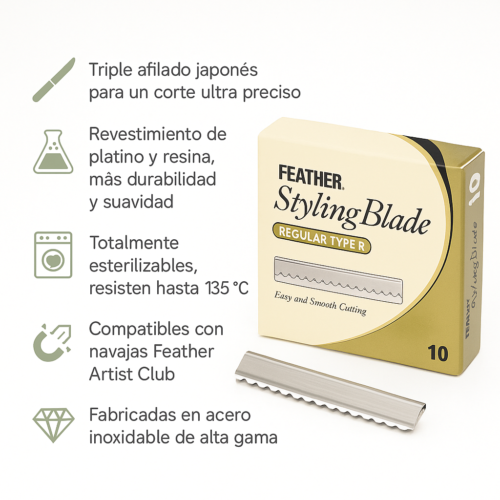 10 cuchillas feather styling razor