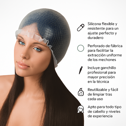 Gorro Silicona perforado con ganchillo