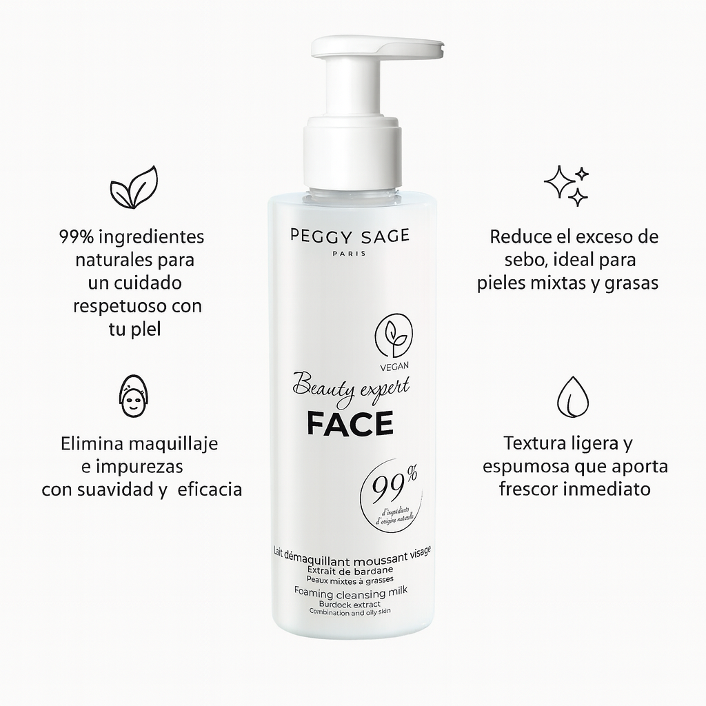 Leche desmaquilladora espumante para el rostro