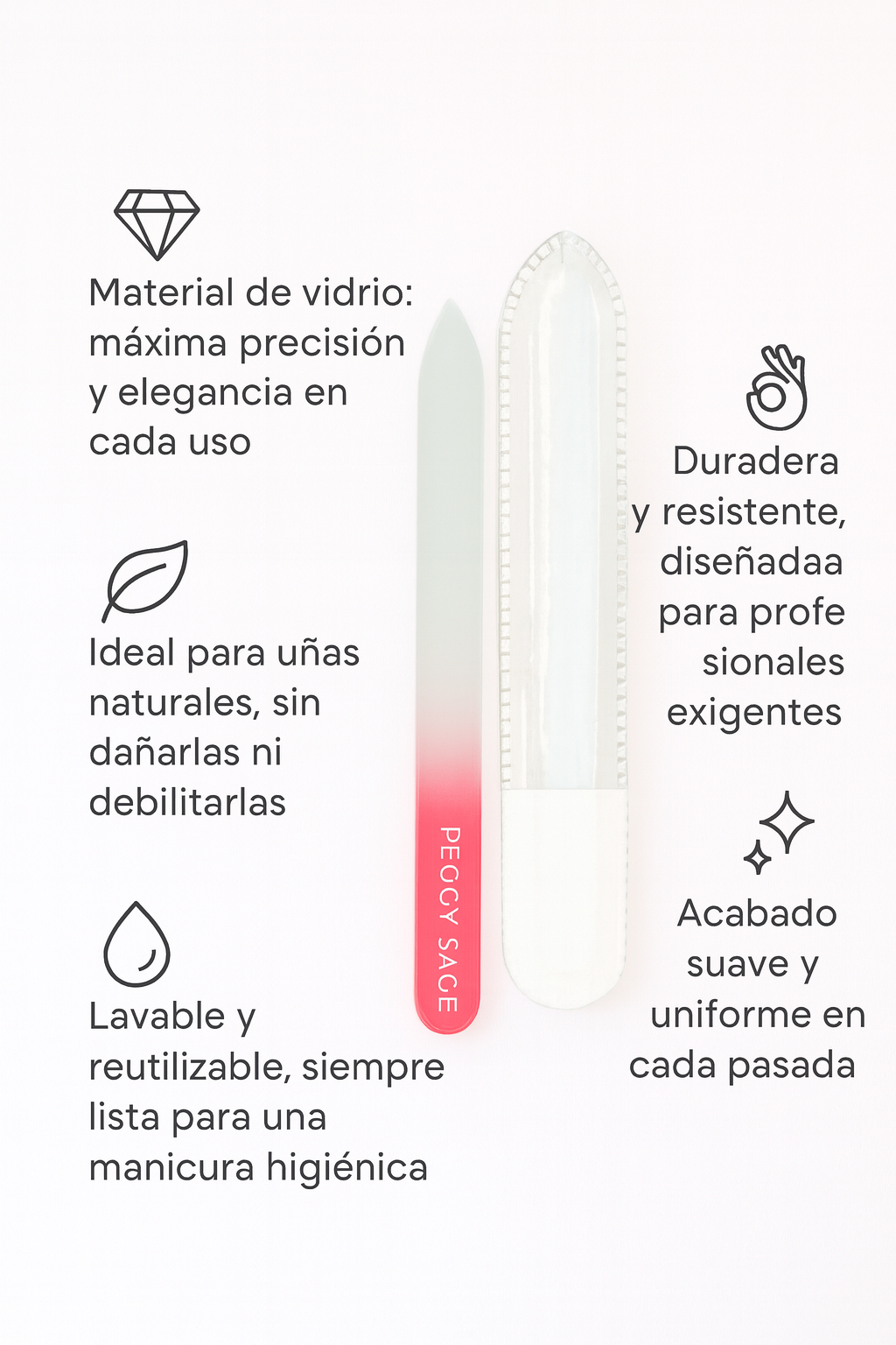 Lima de uñas de vidrio