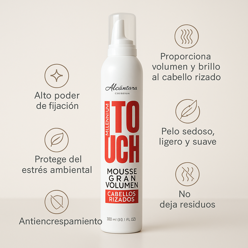 Millenium Touch Mousse Gran Volumen Cabellos Rizados - Bello Cabello
