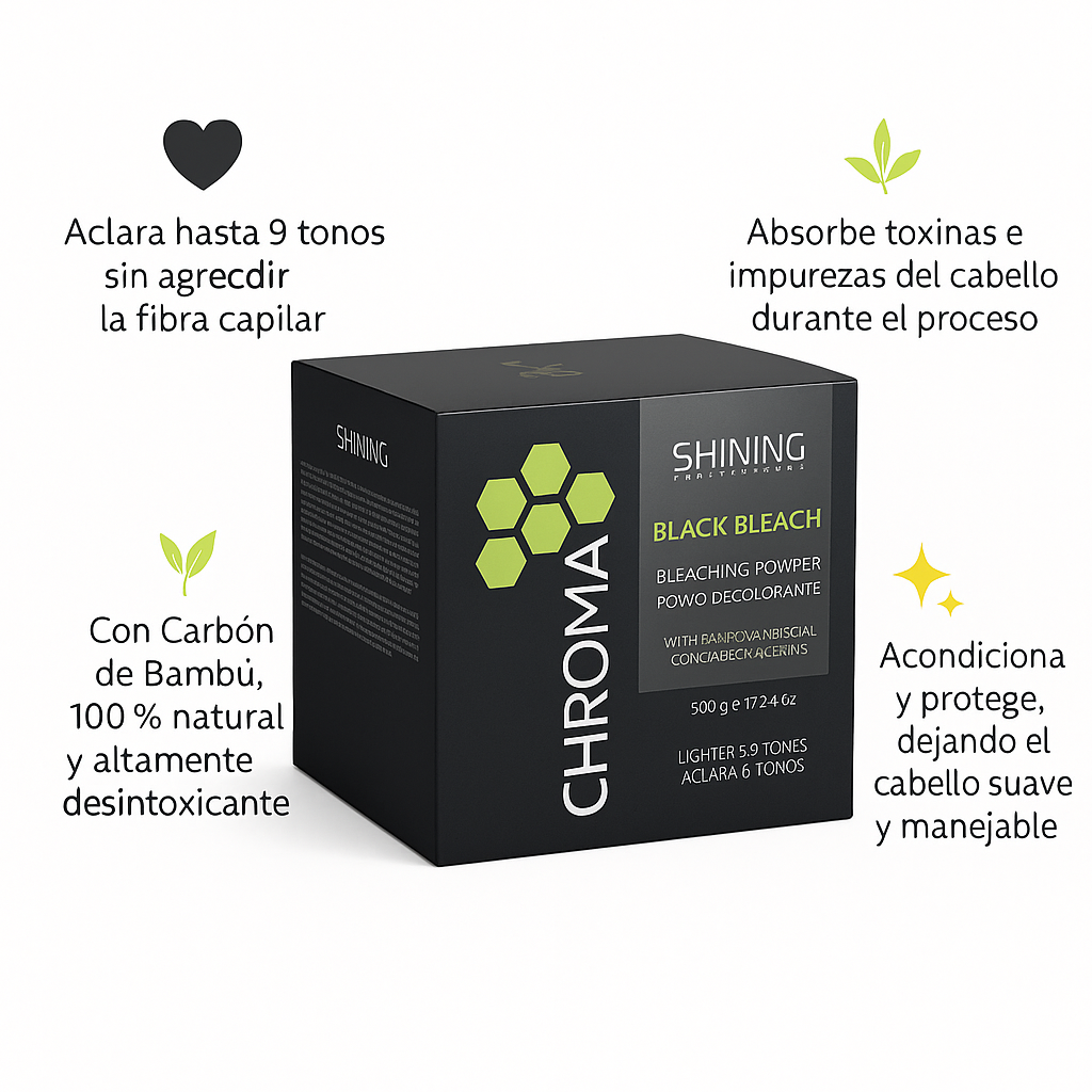 Polvo decolorante con carbón de bambú Black Bleach - Bello Cabello