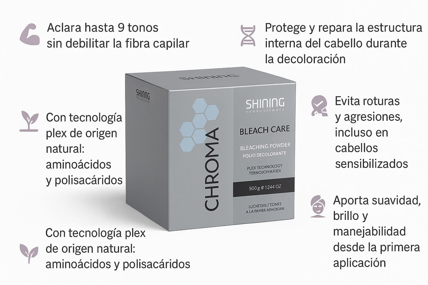 Polvo decolorante tecnologia plex Bleach Care - Bello Cabello
