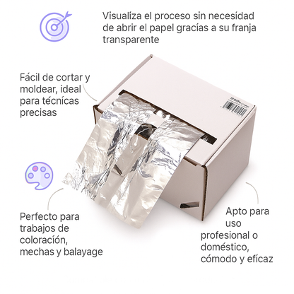 Rollo papel aluminio con franja transparente