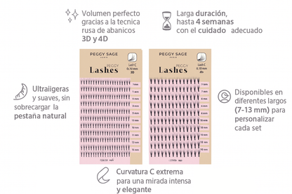 Volumen ruso - colocación de extensiones - distintos largos - C